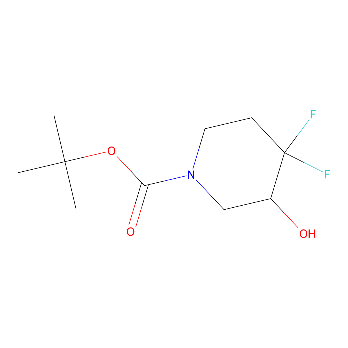 tert-butyl (3R)-4,4-difluoro-3-hydroxy-piperidine-1-carboxylate molecular structure, CAS 2306249-01-2