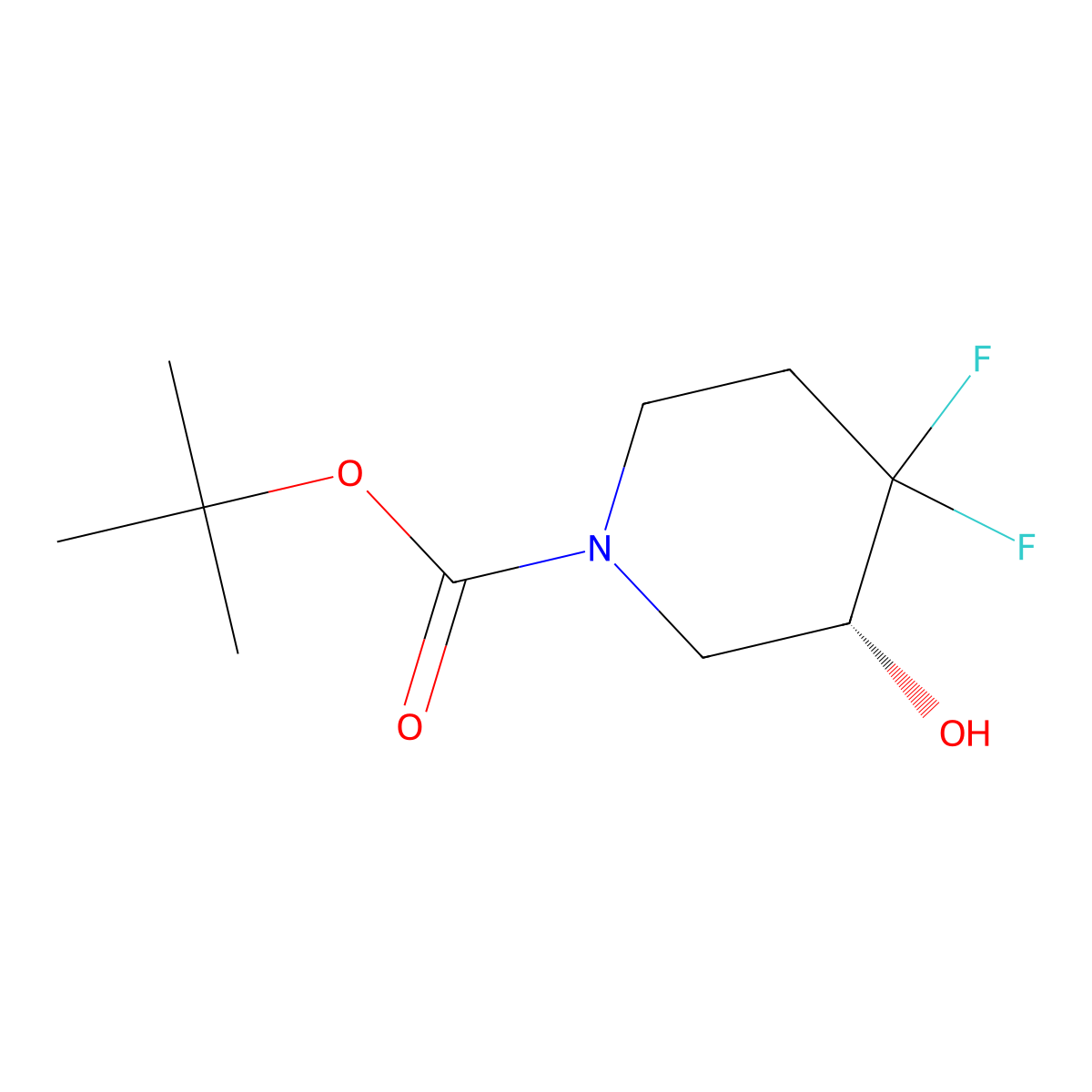 tert-butyl (3R)-4,4-difluoro-3-hydroxy-piperidine-1-carboxylate molecular structure, CAS 2306249-01-2