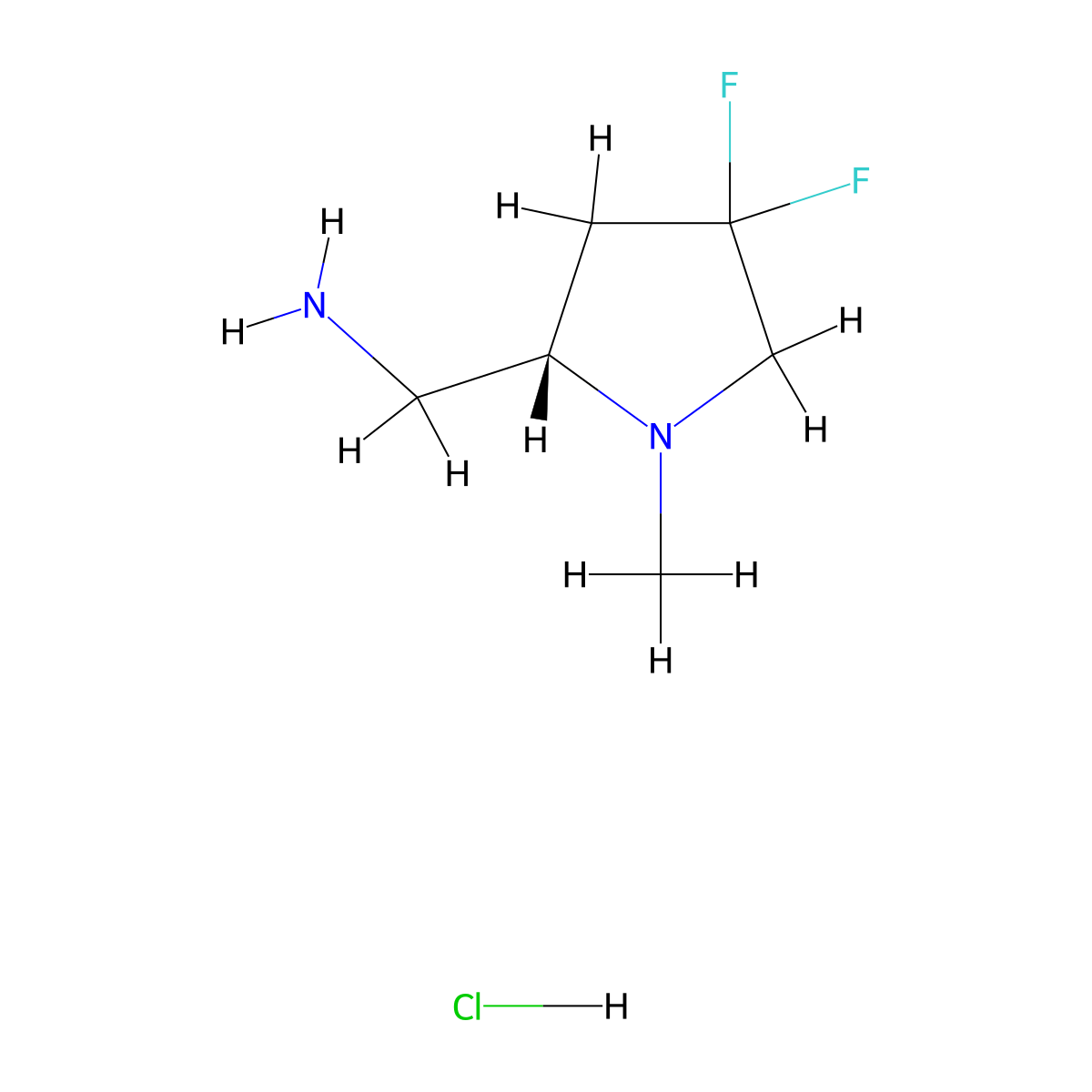 (S)-(4,4-Difluoro-1-methylpyrrolidin-2-yl)methanamine hydrochloride molecular structure, CAS 2306249-21-6