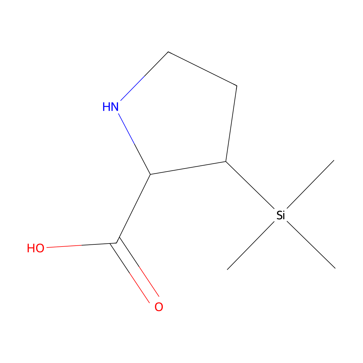 (2S,3R)-3-(trimethylsilyl)pyrrolidine-2-carboxylic acid molecular structure, CAS 2306249-32-9