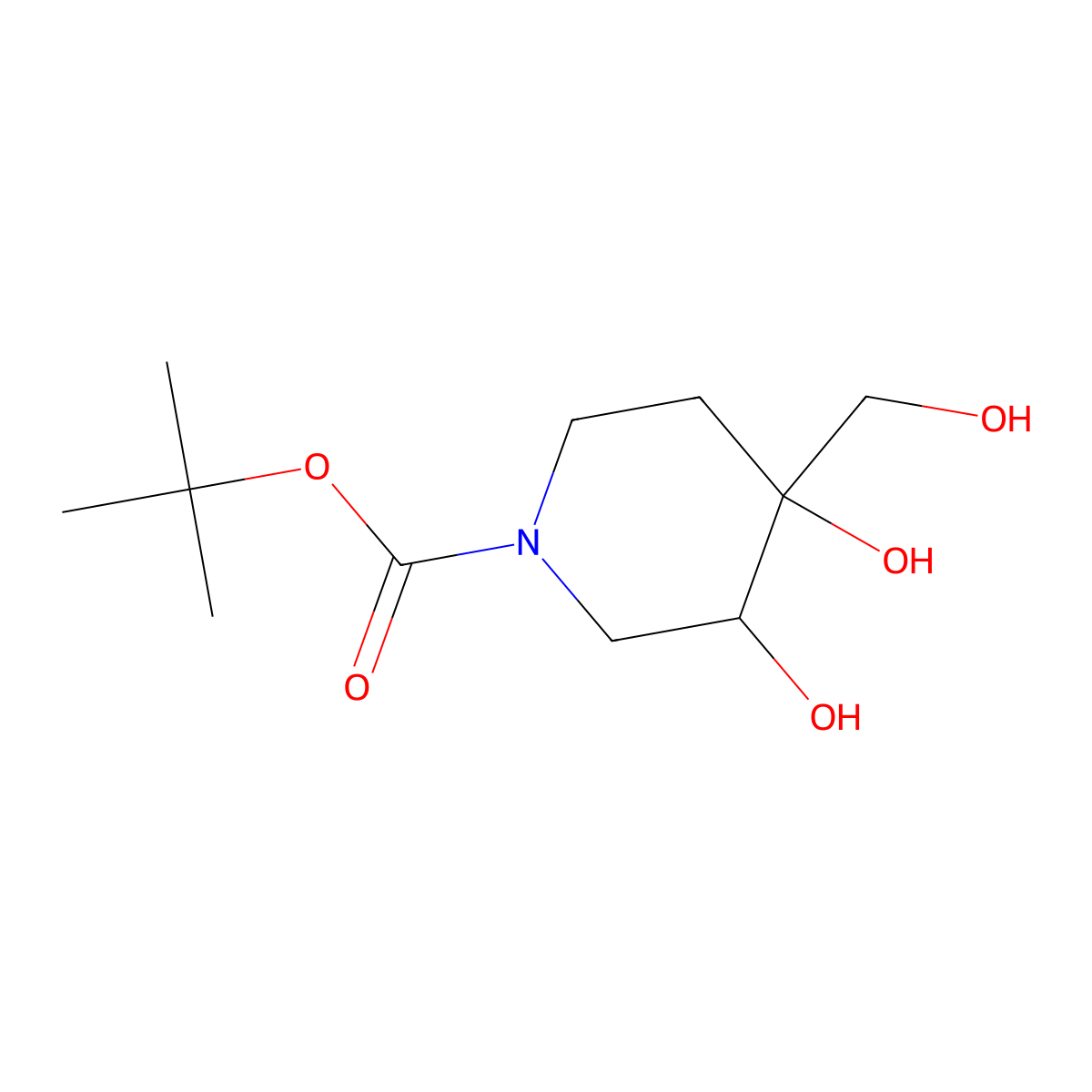 tert-Butyl (3R,4R)-3,4-dihydroxy-4-(hydroxymethyl)piperidine-1-carboxylate molecular structure, CAS 2306249-34-1