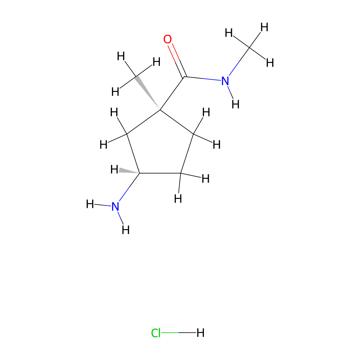 (1S,3R)-3-amino-N,1-dimethyl-cyclopentanecarboxamide hydrochloride molecular structure, CAS 2306249-68-1