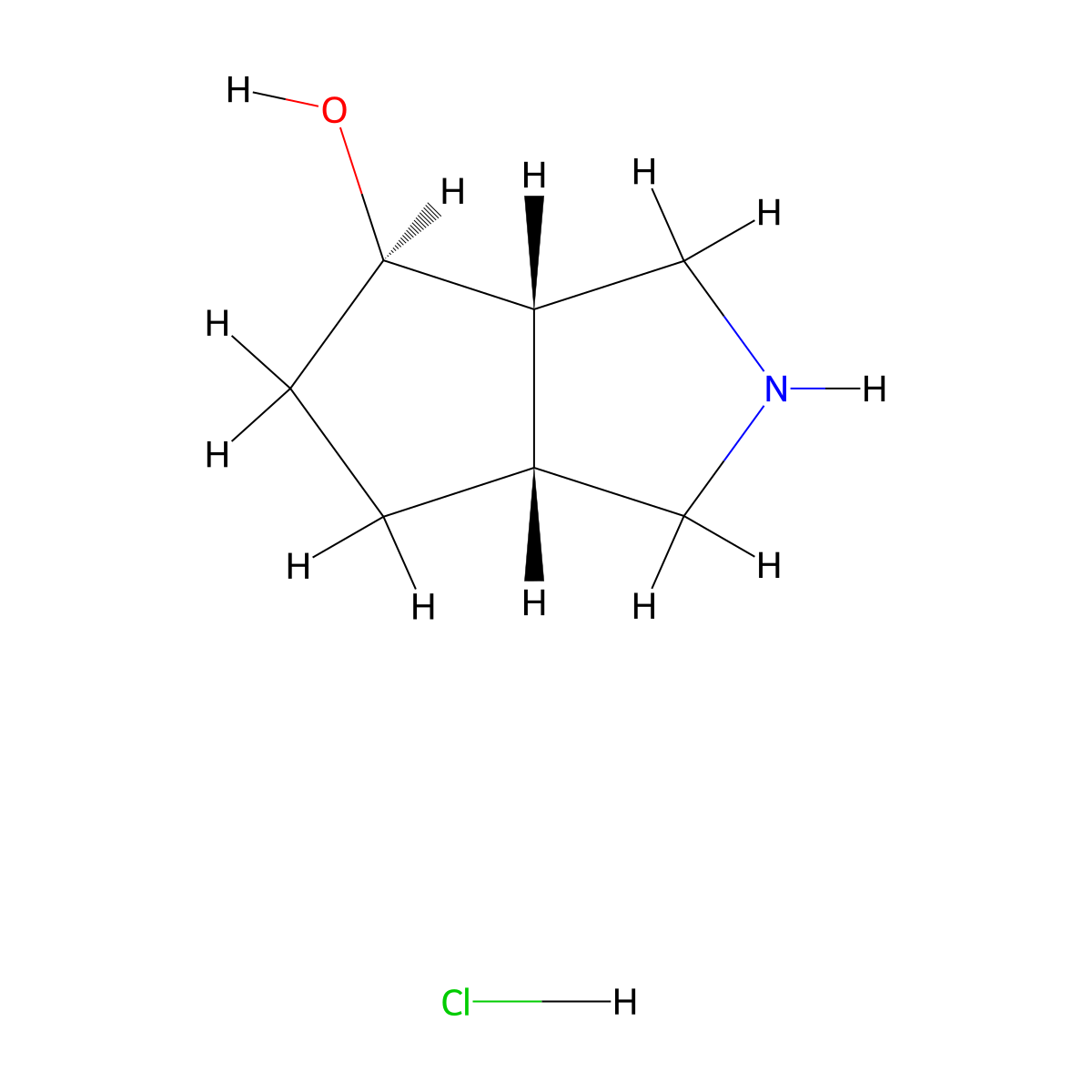 Rel-(3AS,4R,6AR)-1,2,3,3A,4,5,6,6A-octahydrocyclopenta[C]pyrrol-4-OL hydrochloride molecular structure, CAS 2306249-84-1