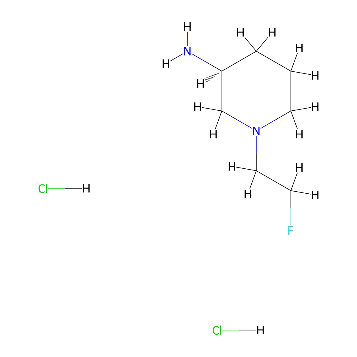 (3S)-1-(2-fluoroethyl)piperidin-3-amine;dihydrochloride molecular structure, CAS 2306249-98-7