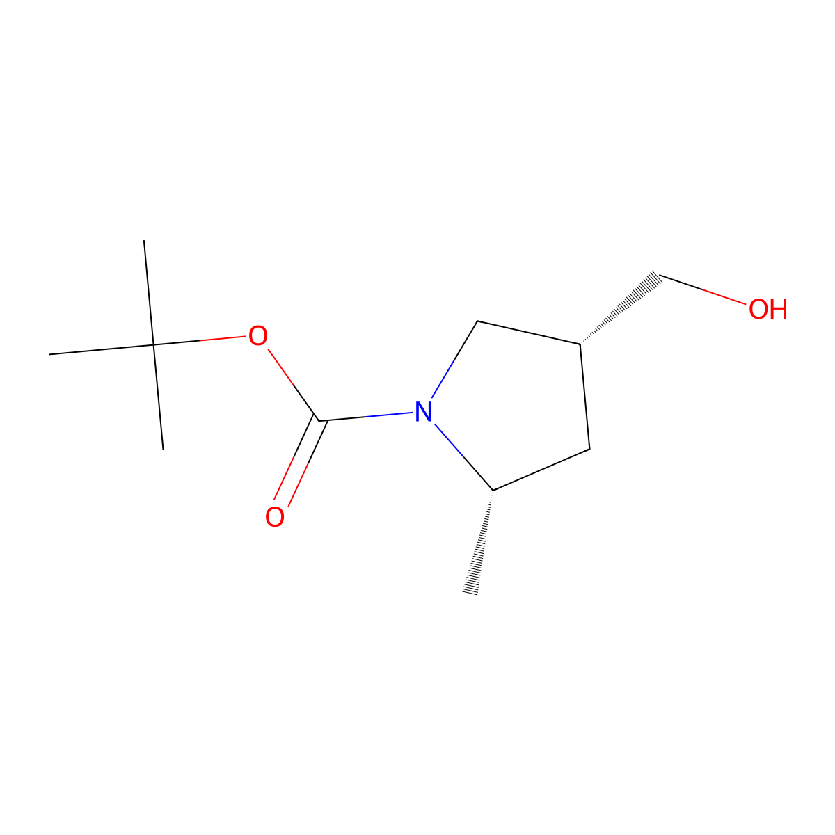 Tert-butyl (2S,4R)-4-(hydroxymethyl)-2-methylpyrrolidine-1-carboxylate molecular structure, CAS 2306252-27-5