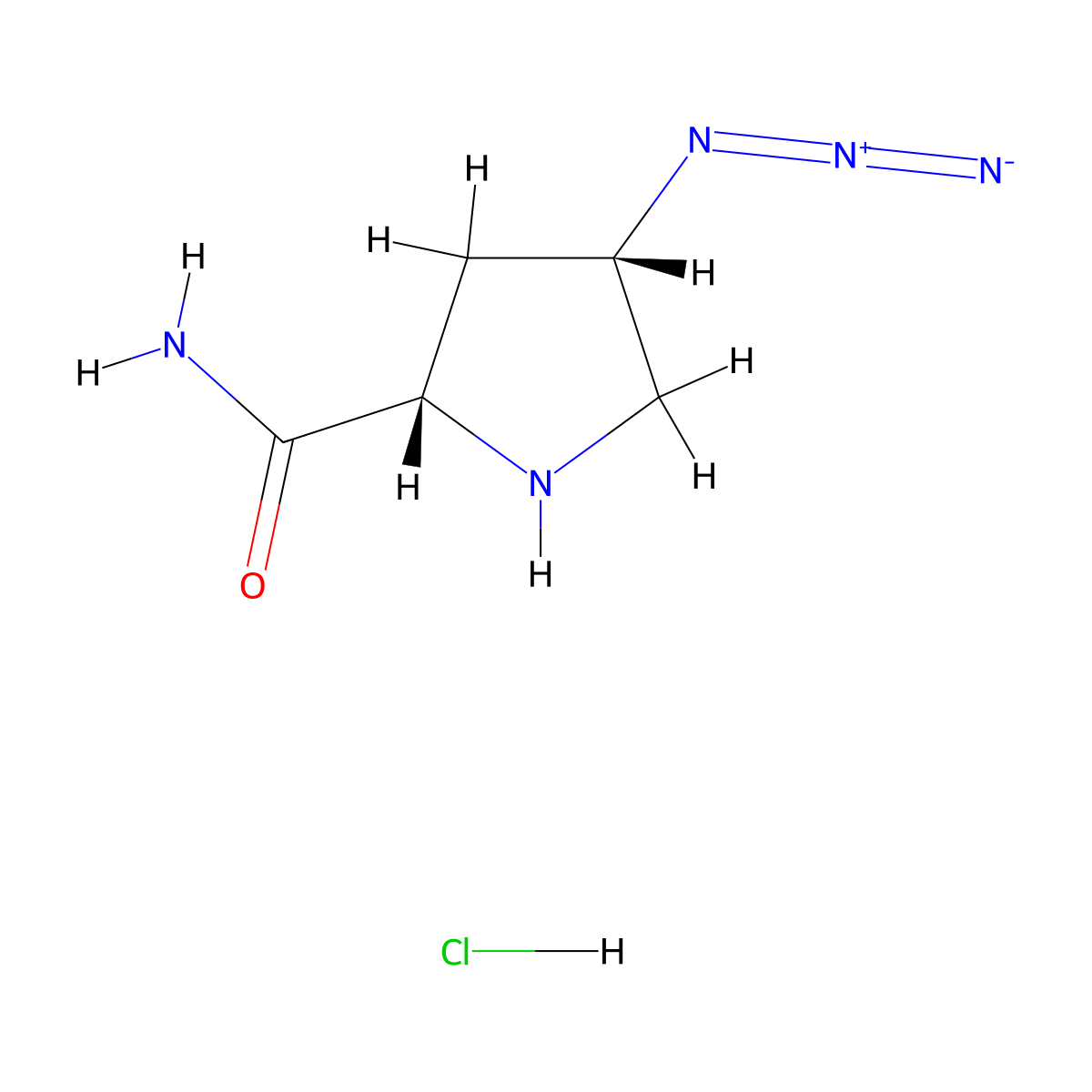 (2S,4S)-4-azidopyrrolidine-2-carboxamide hydrochloride molecular structure, CAS 2306252-28-6