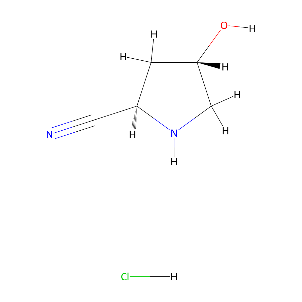 (2R,4S)-4-Hydroxypyrrolidine-2-carbonitrile hydrochloride molecular structure, CAS 2306252-37-7