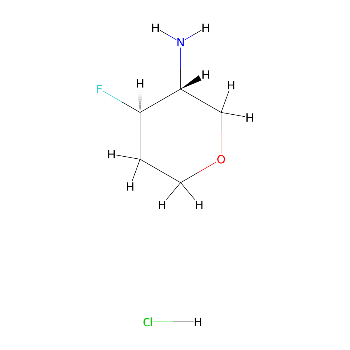 (3R,4R)-4-fluorotetrahydropyran-3-amine;hydrochloride molecular structure, CAS 2306252-47-9