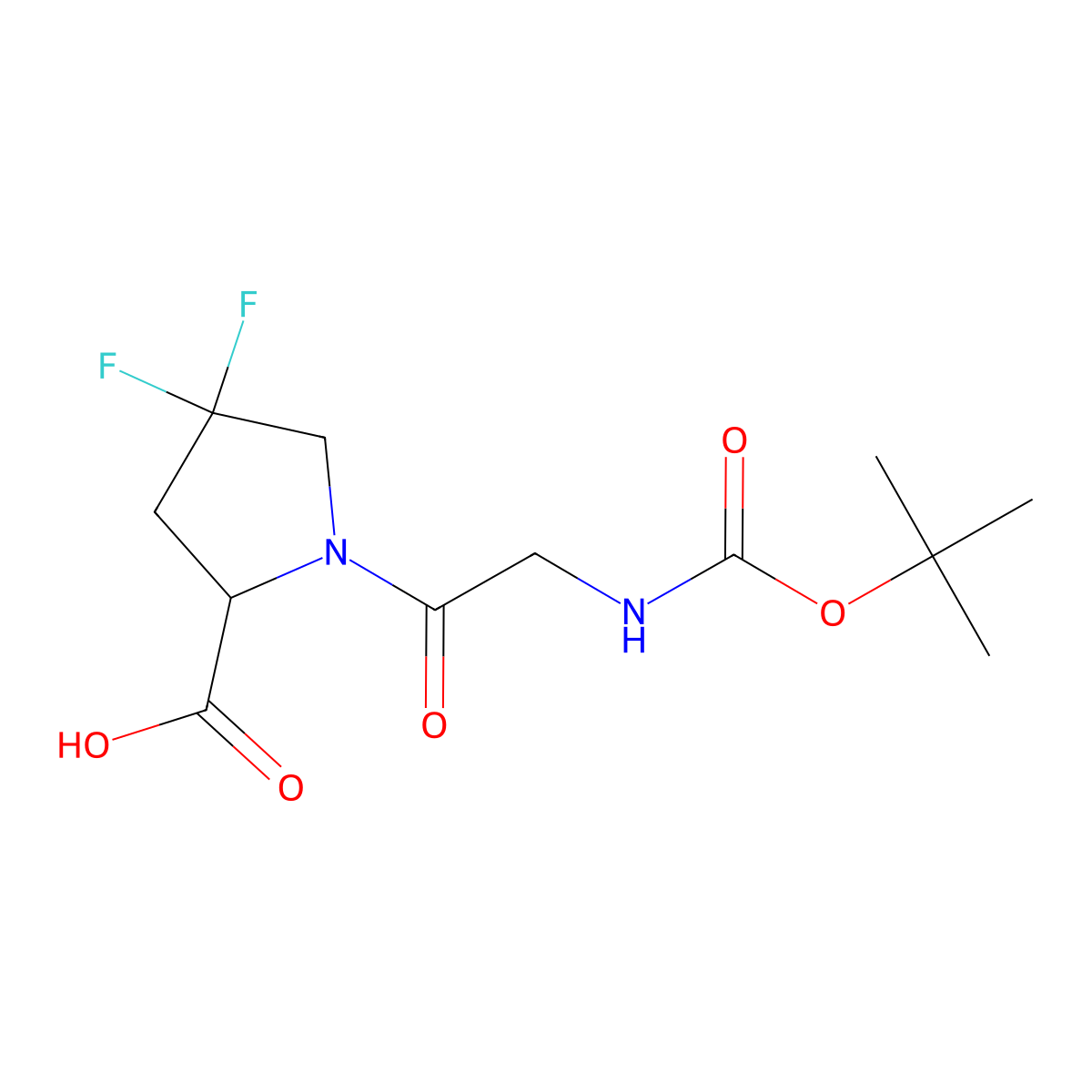 (2S)-1-[2-(tert-butoxycarbonylamino)acetyl]-4,4-difluoro-pyrrolidine-2-carboxylic acid molecular structure, CAS 2306252-51-5