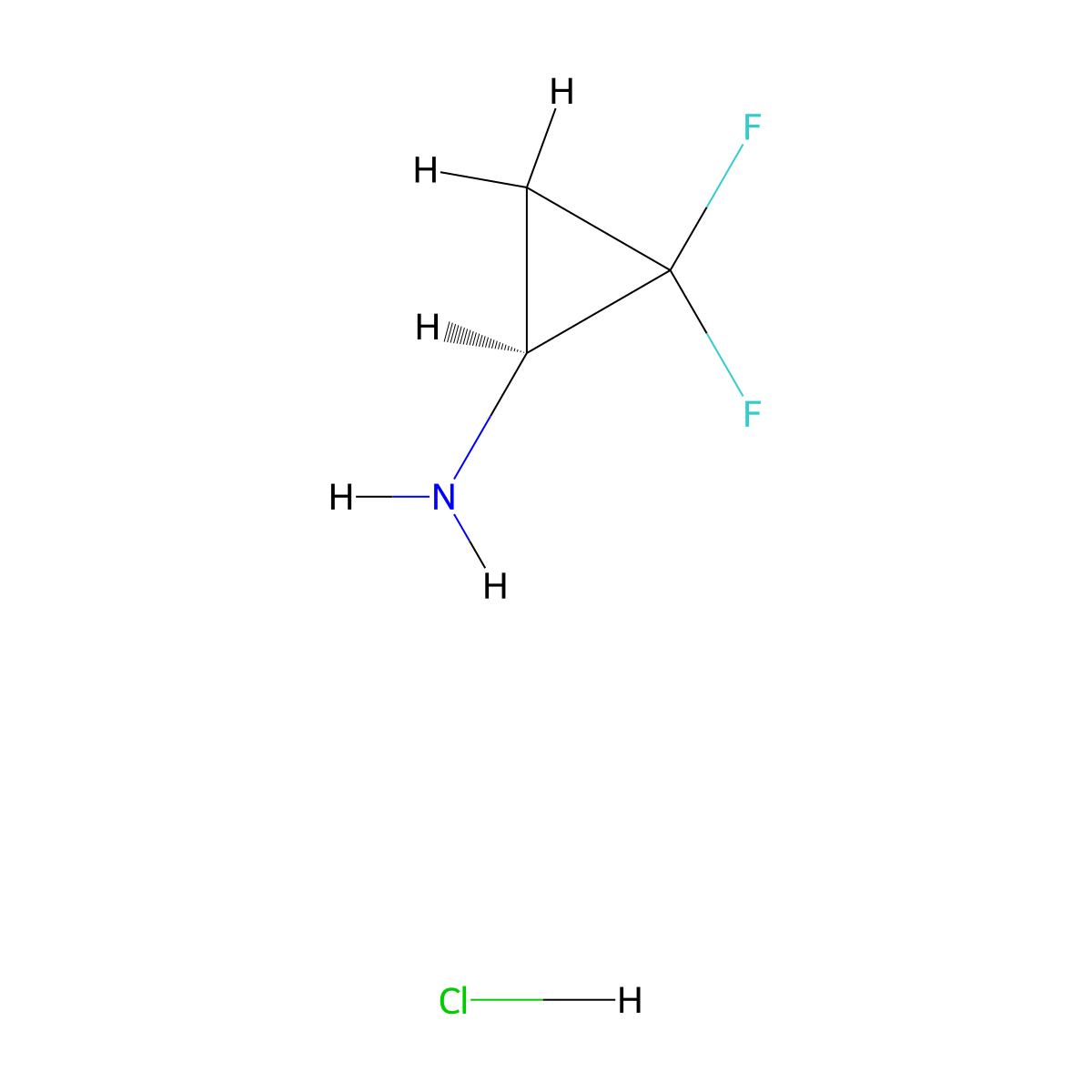 (1S)-2,2-difluorocyclopropan-1-amine hydrochloride molecular structure, CAS 2306252-66-2