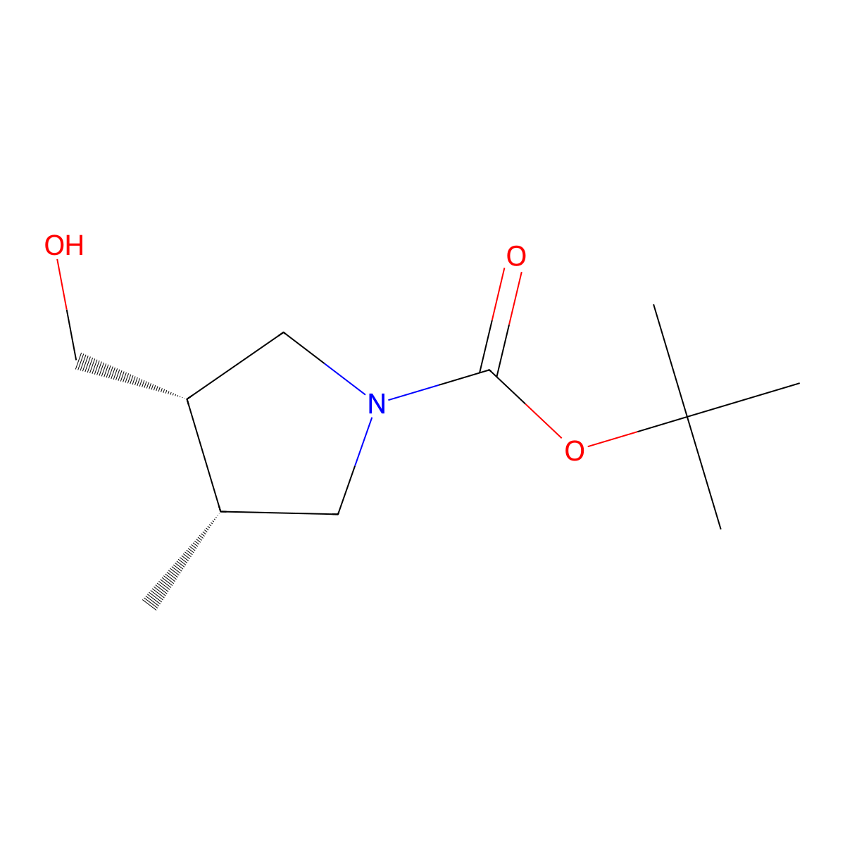 Tert-butyl cis-3-(hydroxymethyl)-4-methyl-pyrrolidine-1-carboxylate molecular structure, CAS 2306252-67-3