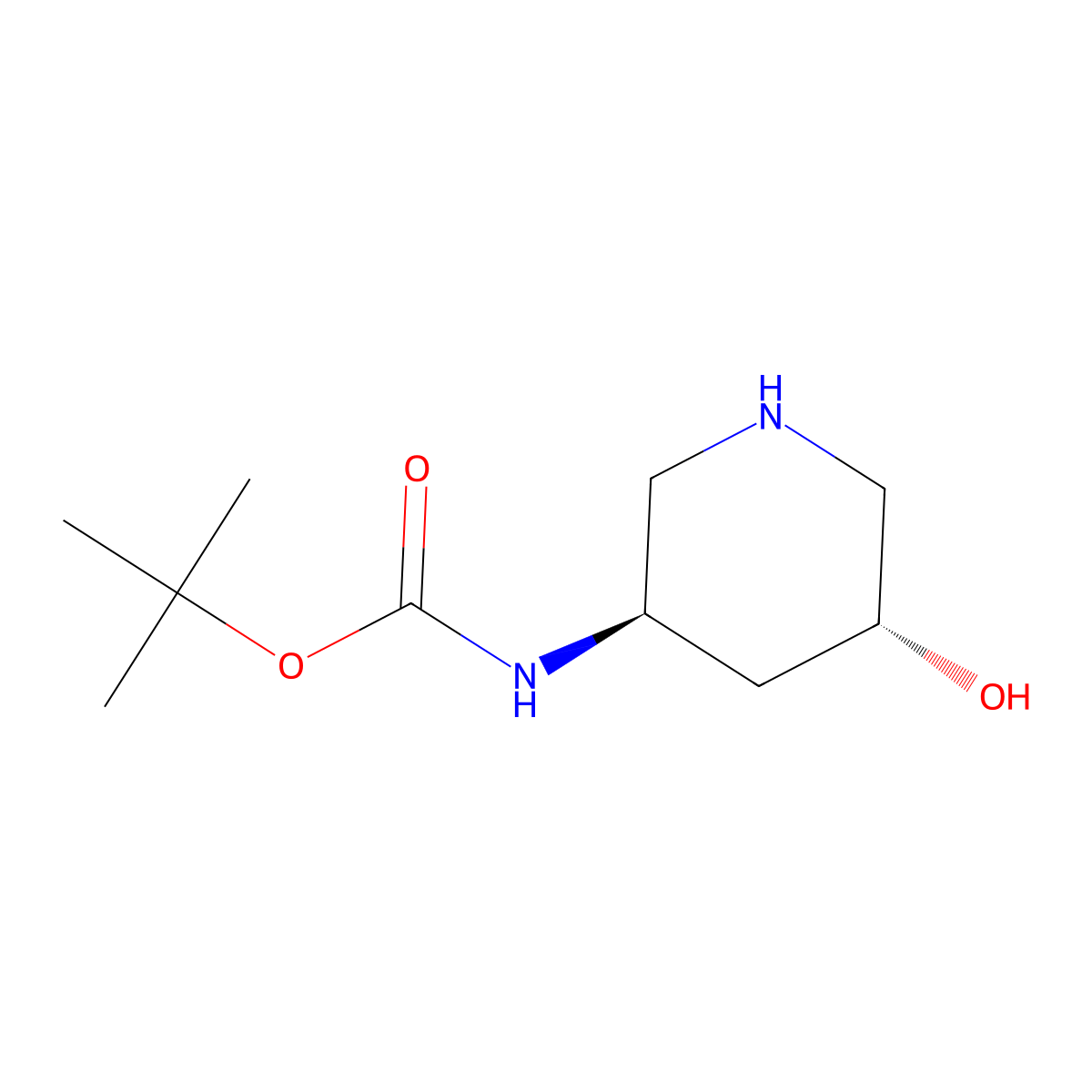 tert-Butyl N-[(3R,5R)-5-hydroxy-3-piperidyl]carbamate molecular structure, CAS 2306252-76-4
