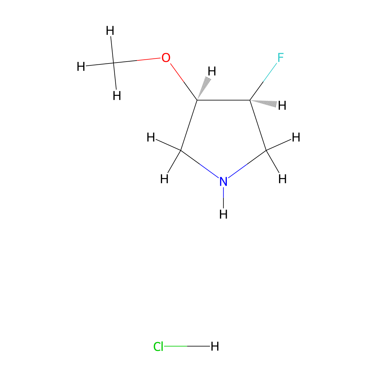 (3S,4R)-3-Fluoro-4-methoxypyrrolidine hydrochloride molecular structure, CAS 2306253-19-8