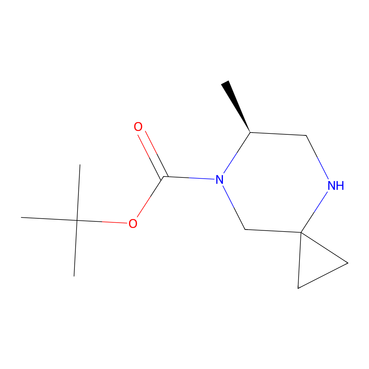 tert-butyl (6S)-6-methyl-4,7-diazaspiro[2.5]octane-7-carboxylate molecular structure, CAS 2306253-77-8