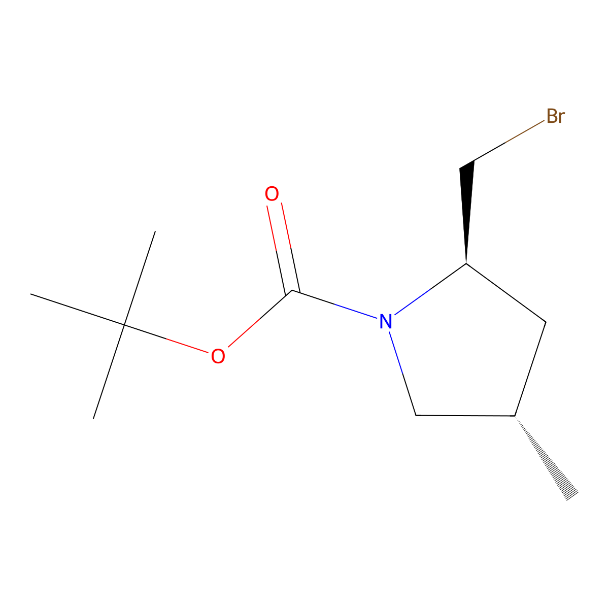 tert-Butyl (2R,4S)-2-(bromomethyl)-4-methylpyrrolidine-1-carboxylate molecular structure, CAS 2306253-78-9