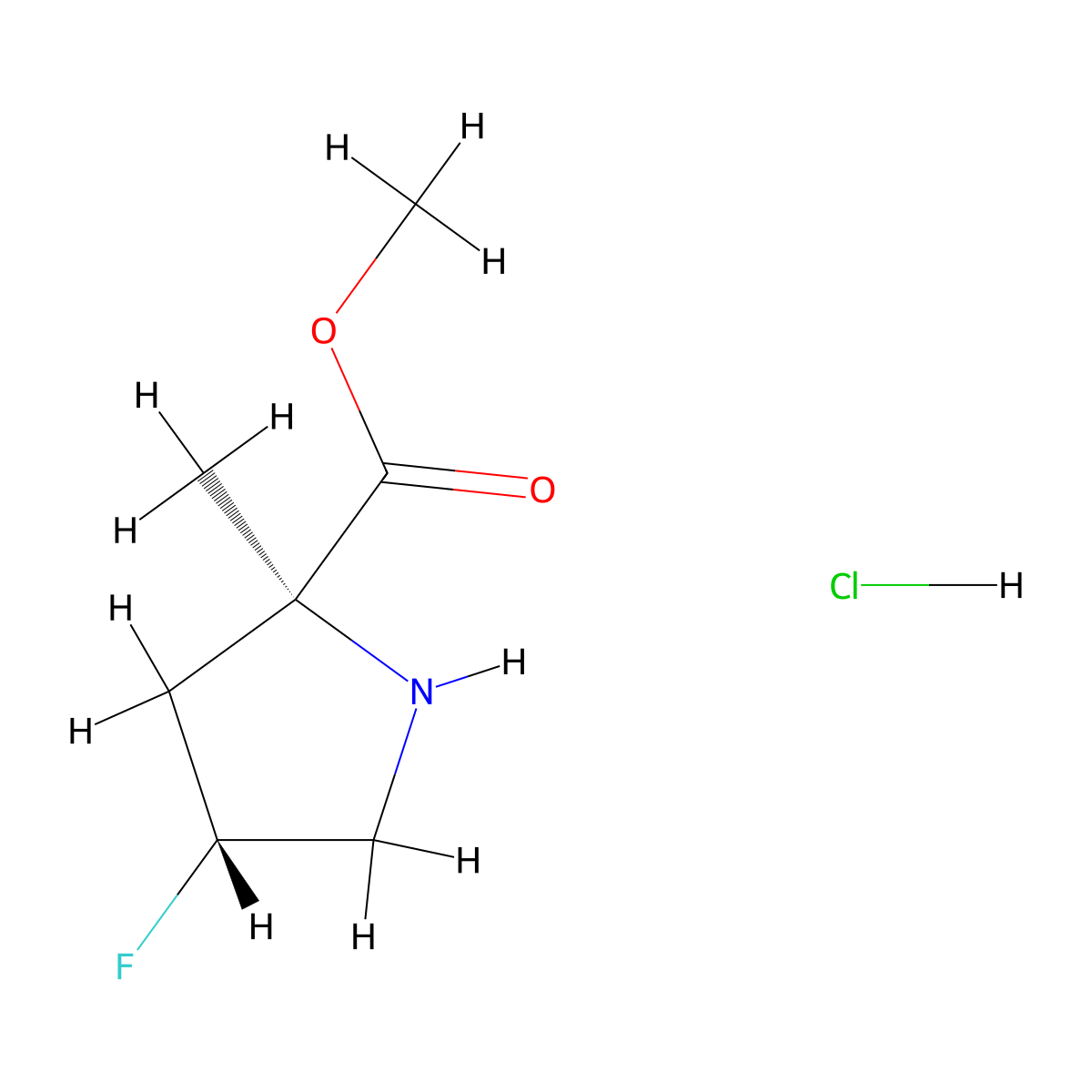 Methyl (2S,4R)-4-fluoro-2-methylpyrrolidine-2-carboxylate hydrochloride molecular structure, CAS 2306254-03-3