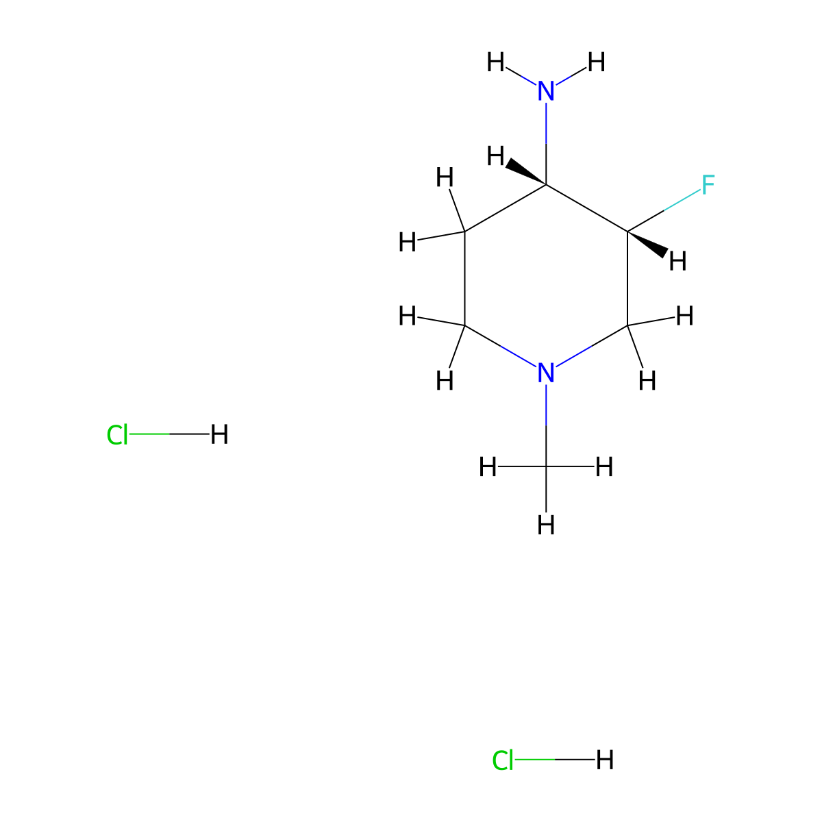 (3R,4S)-3-Fluoro-1-methylpiperidin-4-amine dihydrochloride molecular structure, CAS 2306254-06-6