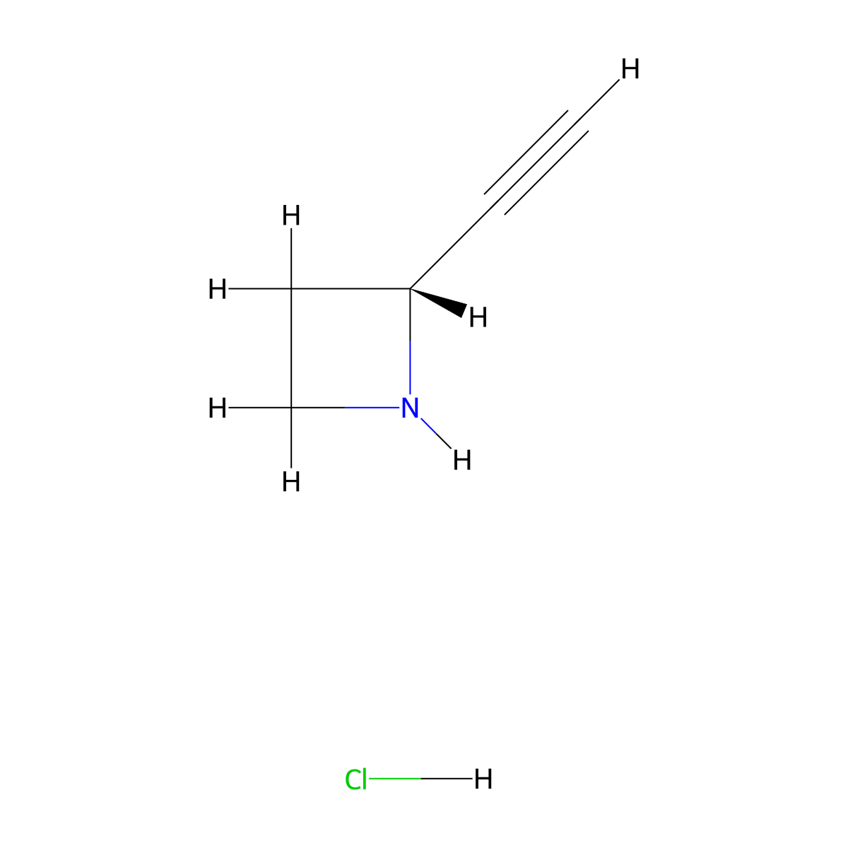 (2R)-2-Ethynylazetidine hydrochloride molecular structure, CAS 2306254-11-3