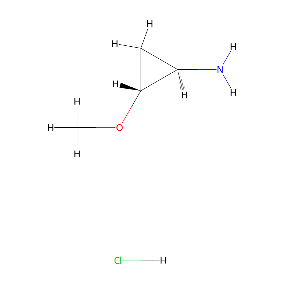 (1R,2R)-2-methoxycyclopropanamine hydrochloride molecular structure, CAS 2306254-20-4
