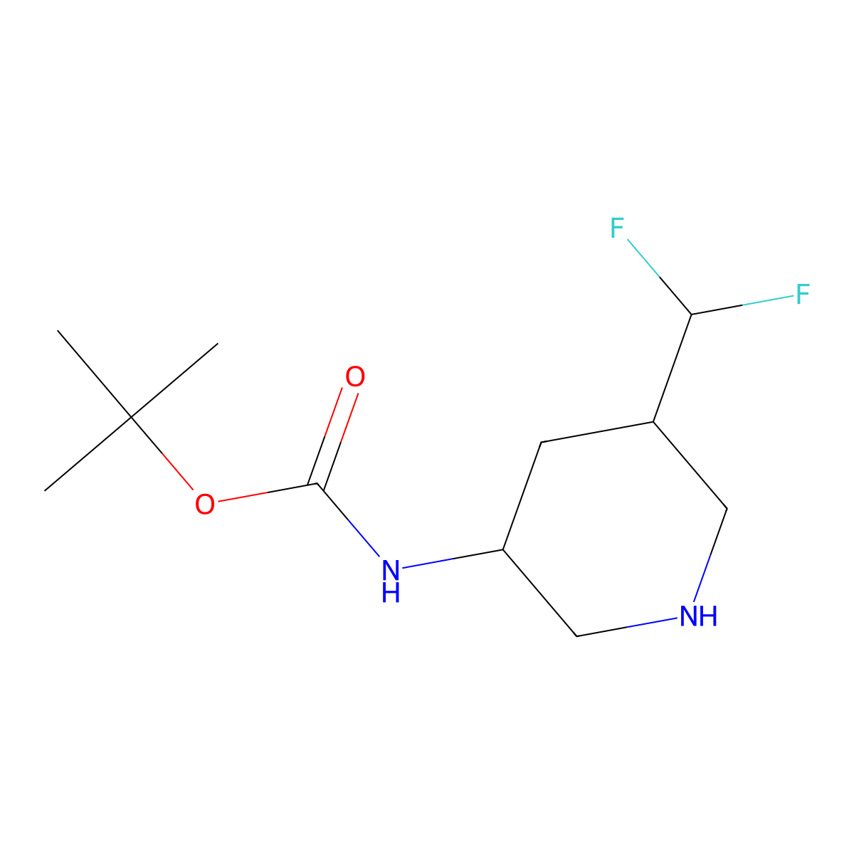 tert-butyl N-[(3R,5S)-5-(difluoromethyl)-3-piperidyl]carbamate molecular structure, CAS 2306254-30-6