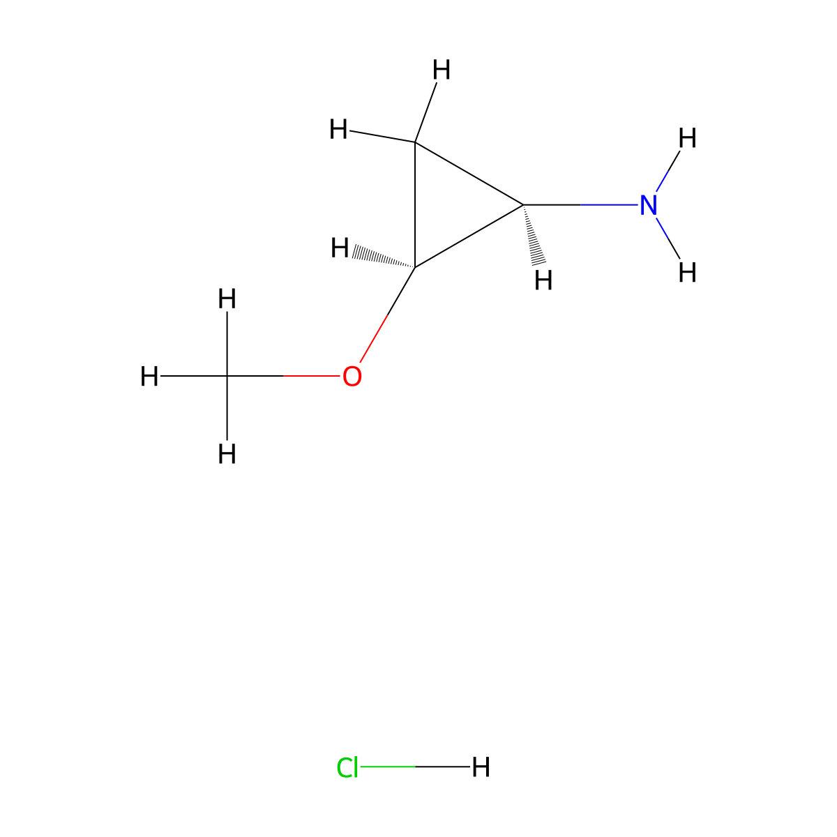 (1R,2S)-2-methoxycyclopropanamine hydrochloride molecular structure, CAS 2306254-33-9