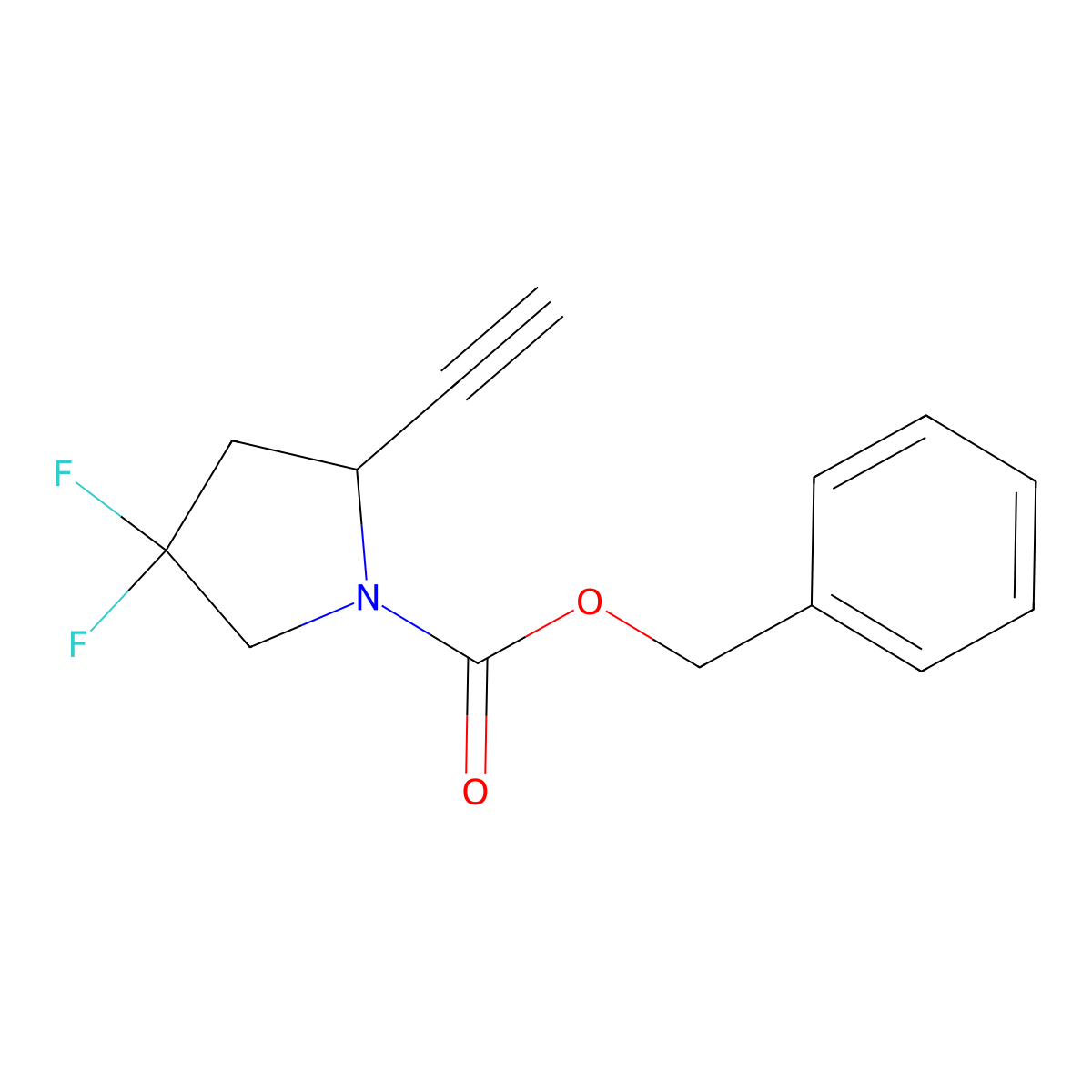 Benzyl (S)-2-ethynyl-4,4-difluoropyrrolidine-1-carboxylate molecular structure, CAS 2306254-38-4