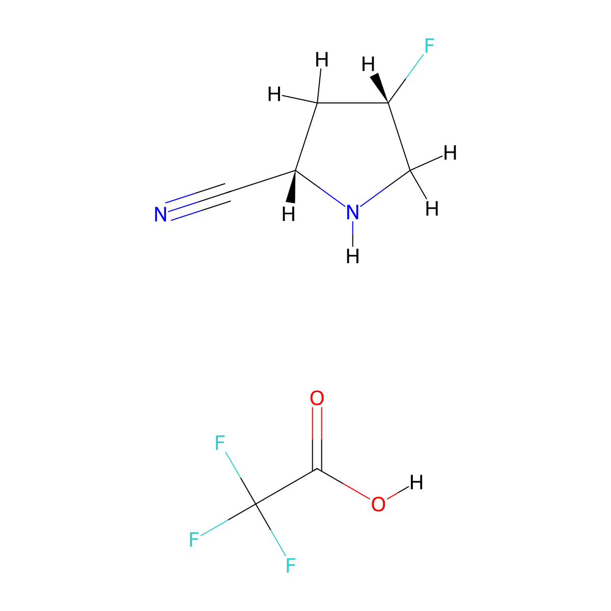 (2S,4S)-4-Fluoropyrrolidine-2-carbonitrile 2,2,2-trifluoroacetate molecular structure, CAS 2306254-49-7