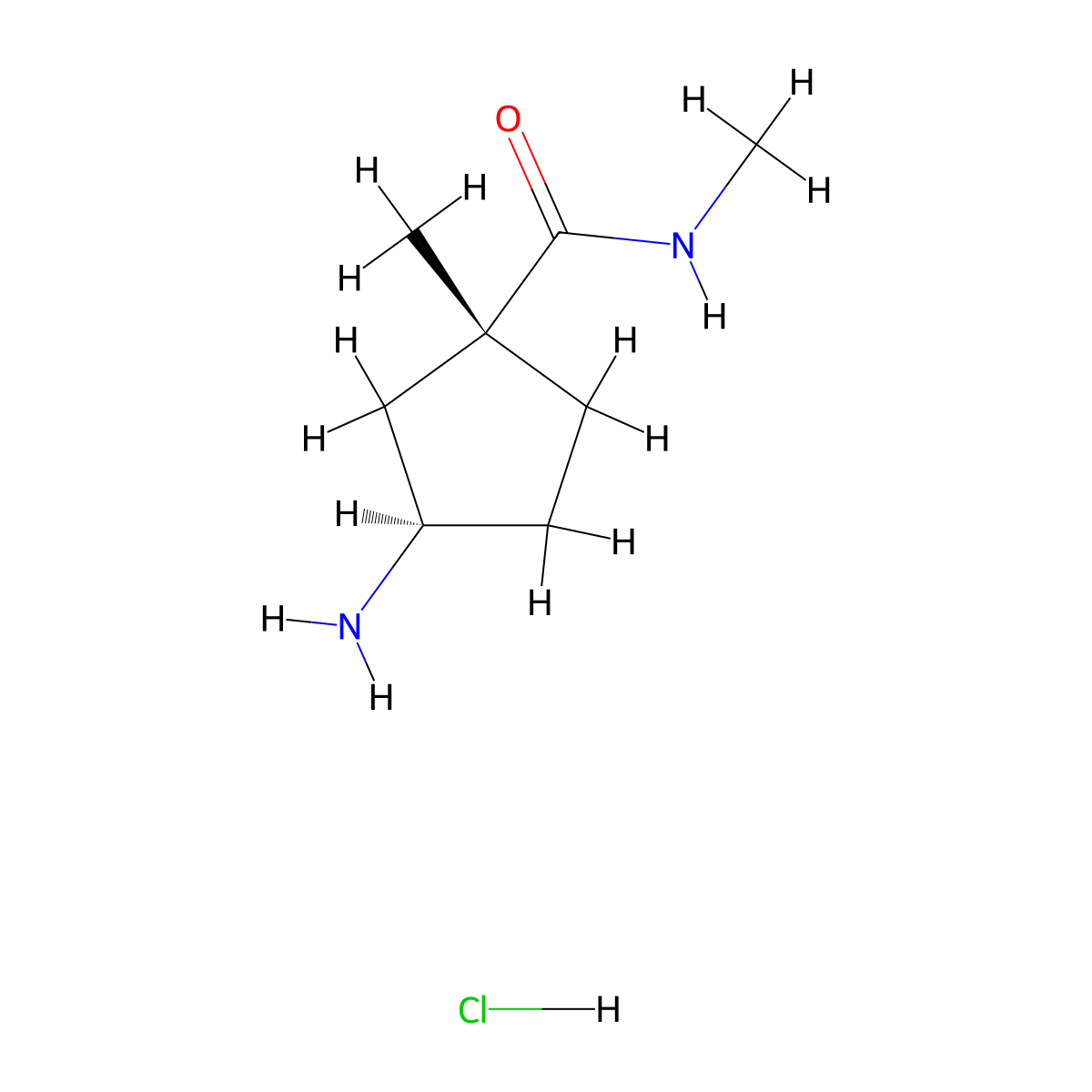 (1R,3R)-3-amino-N,1-dimethyl-cyclopentanecarboxamide;hydrochloride molecular structure, CAS 2306254-64-6