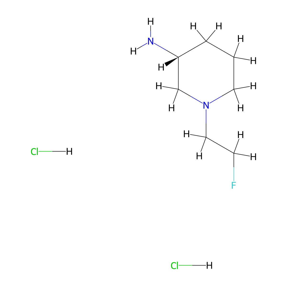 (3R)-1-(2-fluoroethyl)piperidin-3-amine;dihydrochloride molecular structure, CAS 2306254-76-0