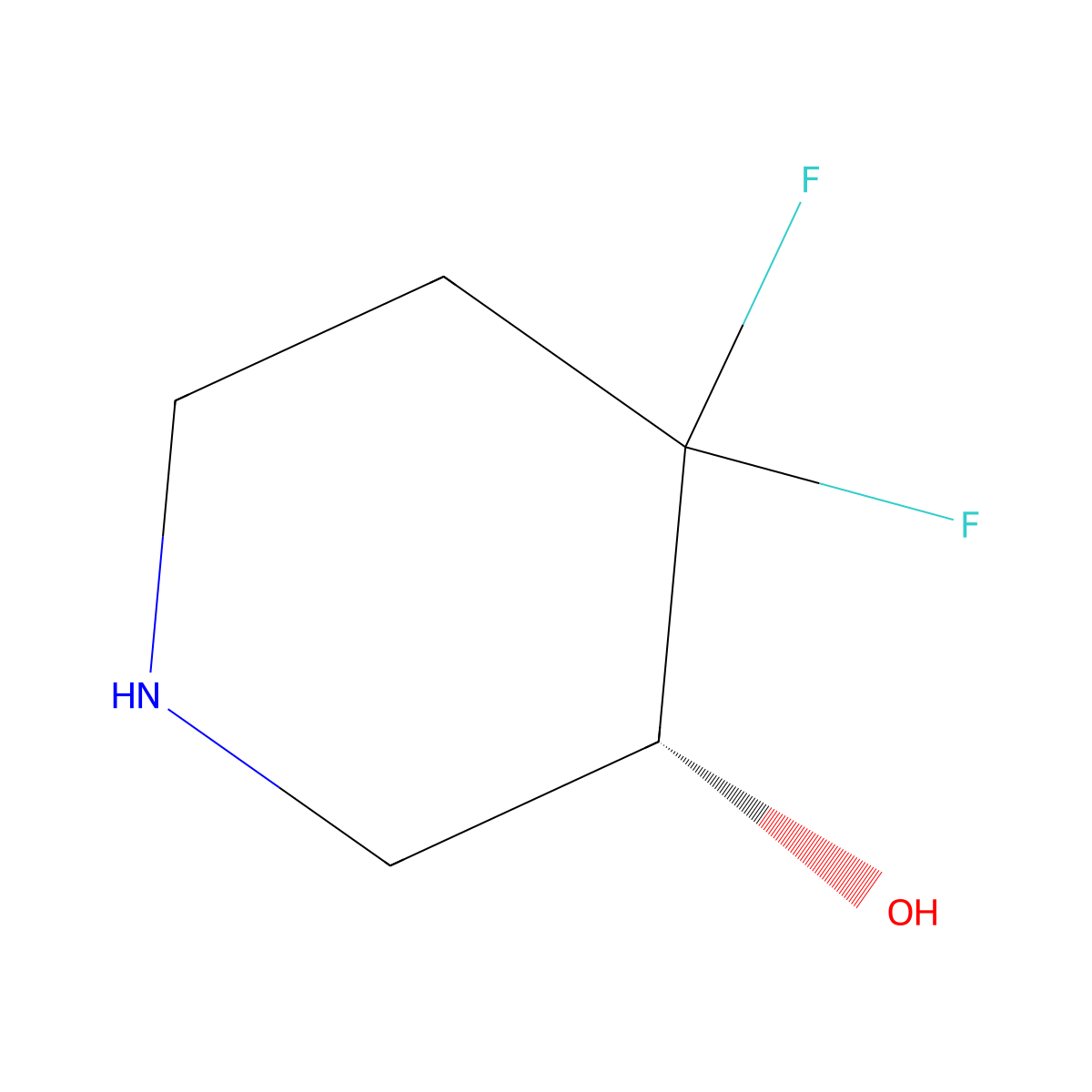 (R)-4,4-Difluoropiperidin-3-ol molecular structure, CAS 2306254-81-7