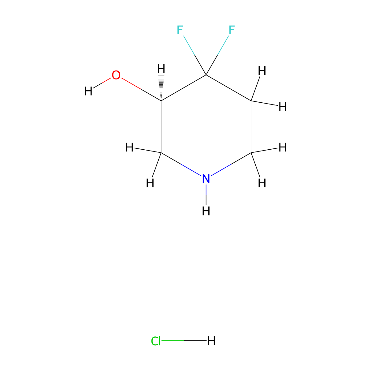 (R)-4,4-Difluoropiperidin-3-ol hydrochloride molecular structure, CAS 2306254-82-8