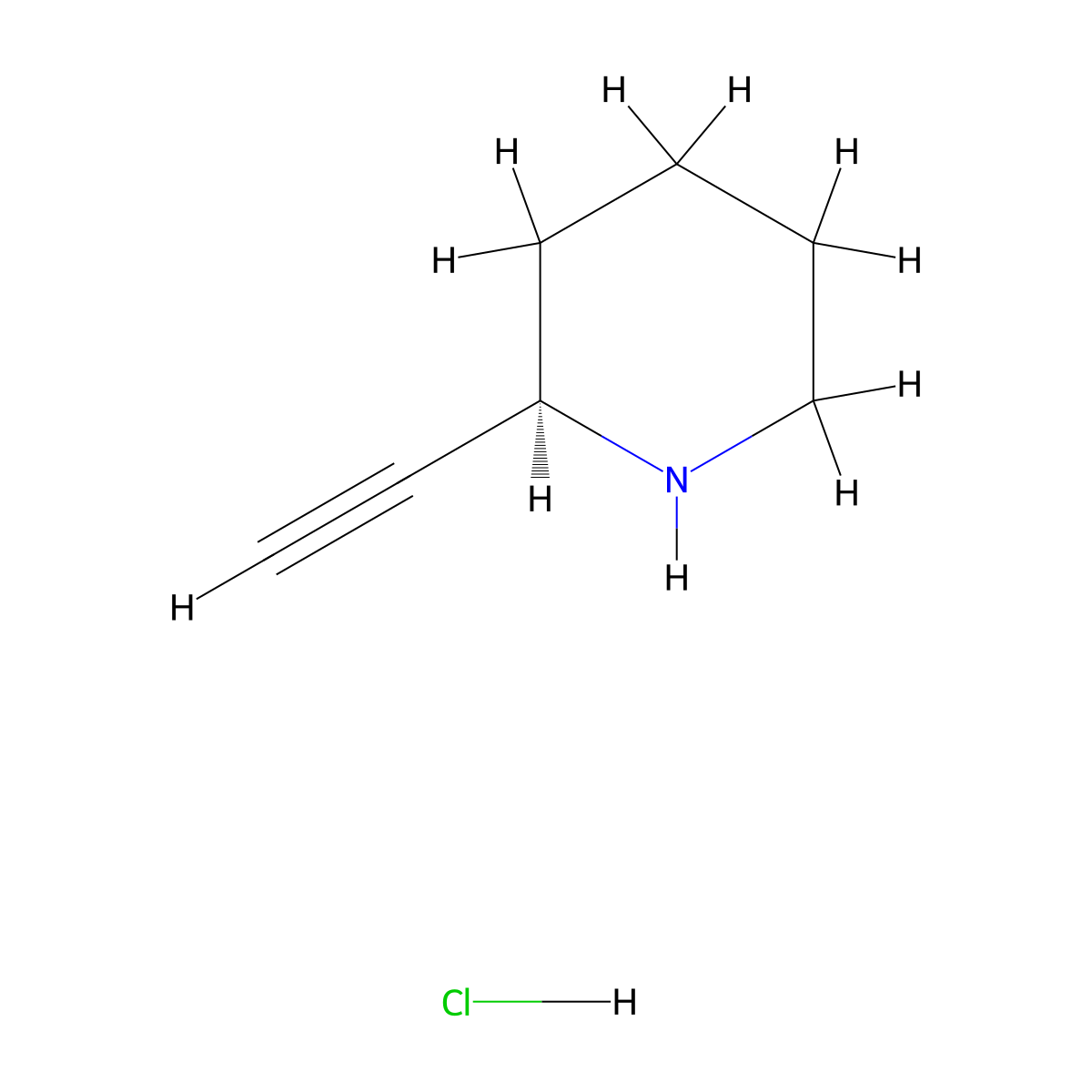 (R)-2-Ethynylpiperidine hydrochloride molecular structure, CAS 2306255-18-3