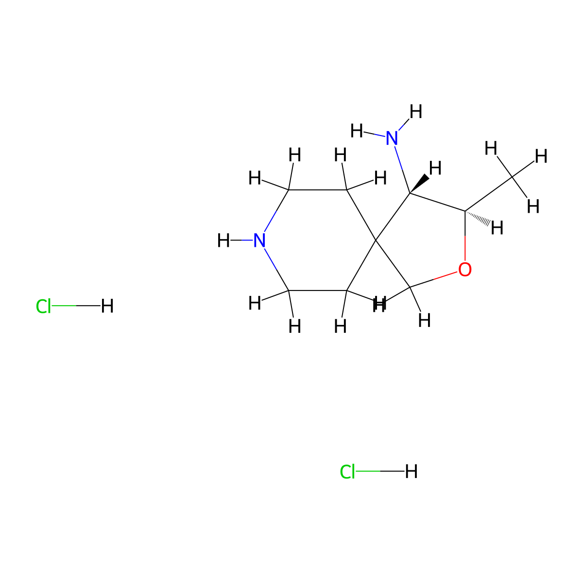 (3R,4S)-3-methyl-2-oxa-8-azaspiro[4.5]decan-4-amine;dihydrochloride molecular structure, CAS 2306255-28-5