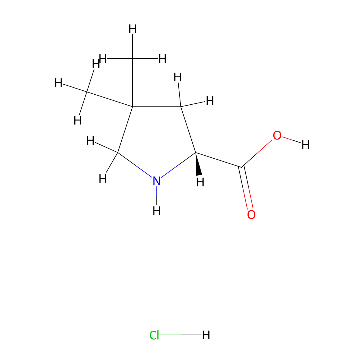 (2R)-4,4-Dimethylpyrrolidine-2-carboxylic acid hydrochloride molecular structure, CAS 2306255-31-0