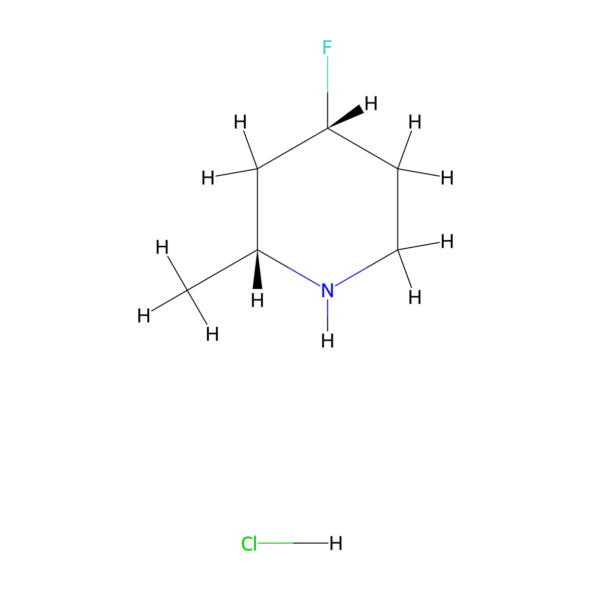 (2R,4R)-4-fluoro-2-methylpiperidine hydrochloride molecular structure, CAS 2306255-55-8
