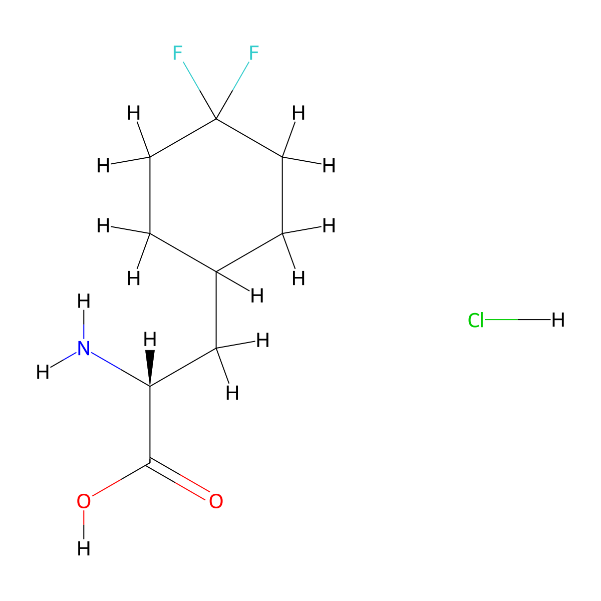 (2R)-2-amino-3-(4,4-difluorocyclohexyl)propanoic acid hydrochloride molecular structure, CAS 2306255-69-4
