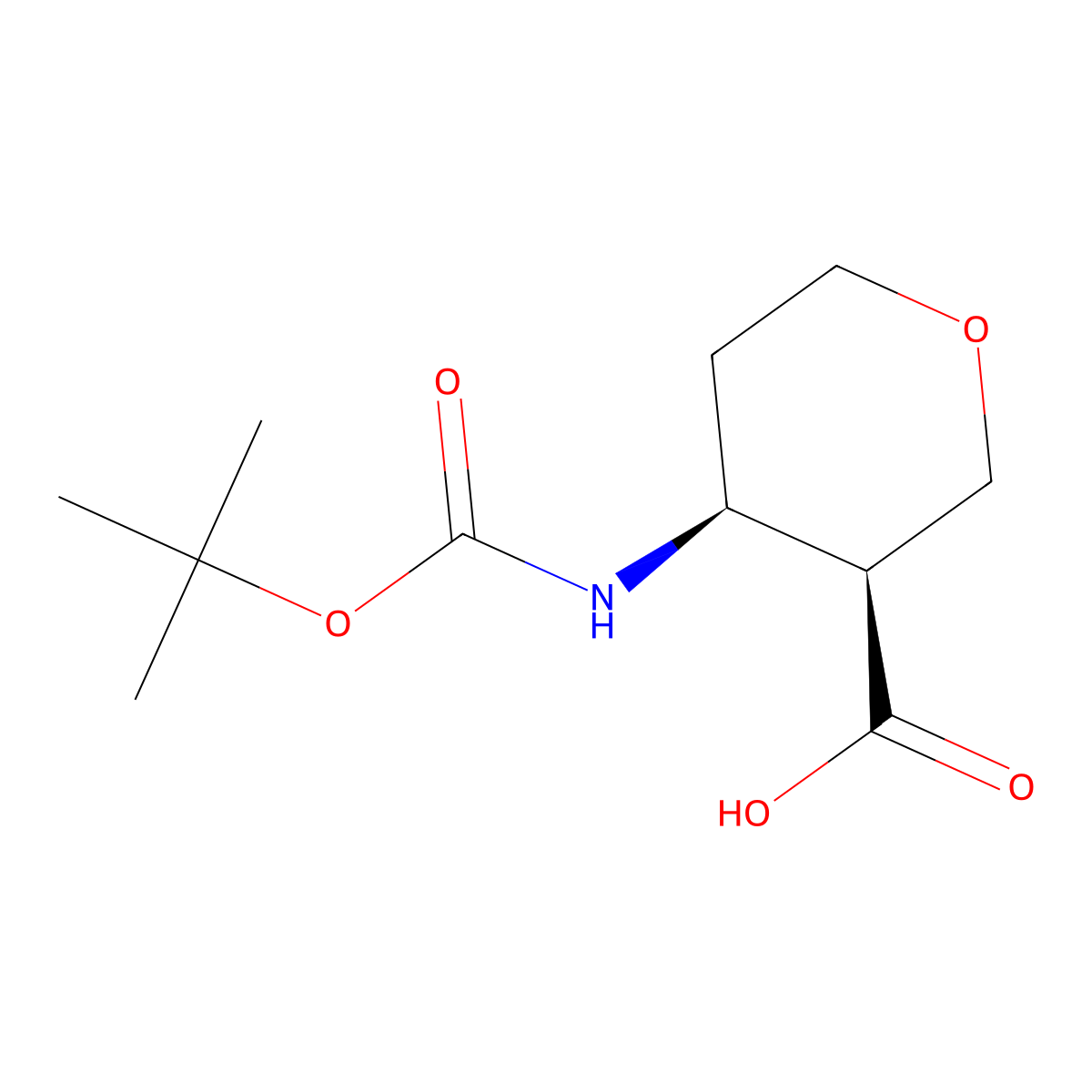 (3S,4S)-4-(tert-butoxycarbonylamino)tetrahydropyran-3-carboxylic acid molecular structure, CAS 2306255-70-7