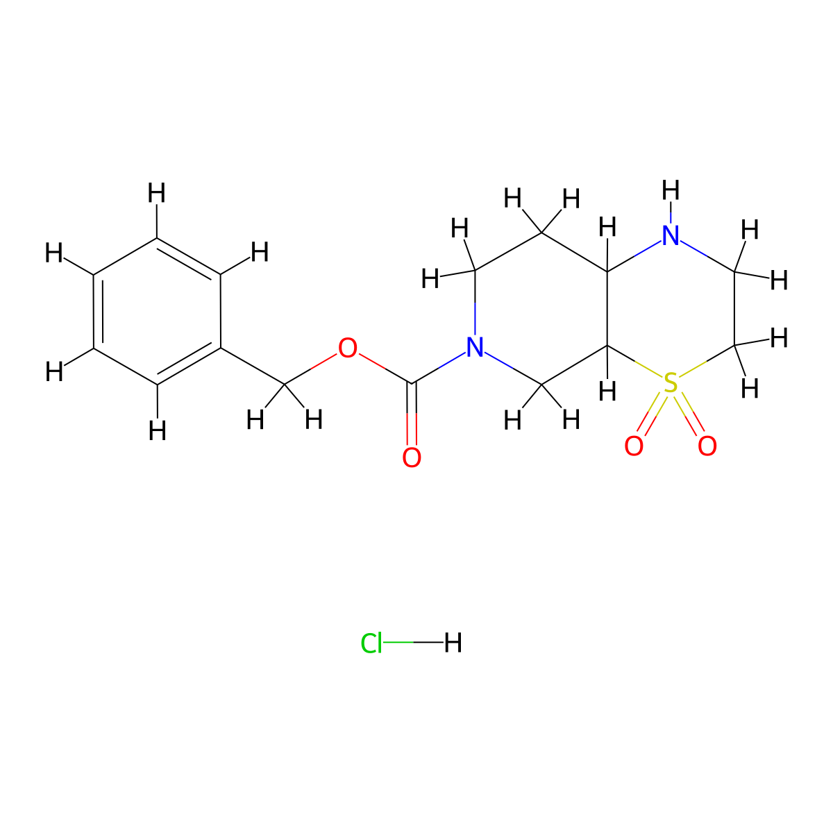 Benzyl octahydro-6H-pyrido[3,4-b][1,4]thiazine-6-carboxylate 4,4-dioxide hydrochloride molecular structure, CAS 2306260-78-4