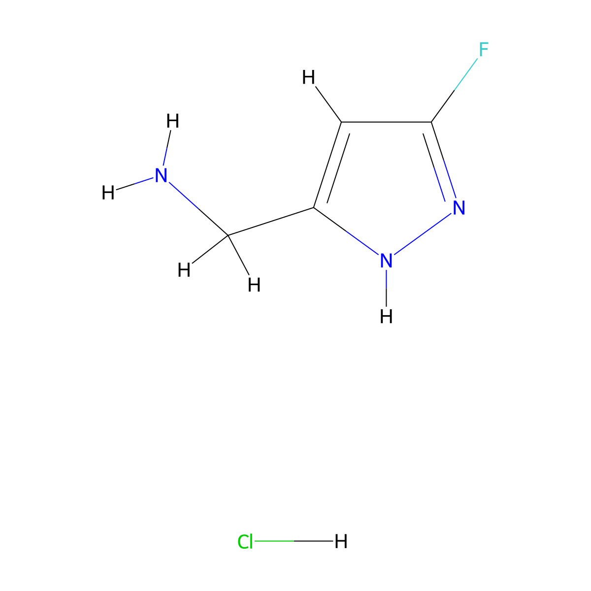 (5-fluoro-1H-pyrazol-3-yl)methanamine hydrochloride molecular structure, CAS 2306260-91-1