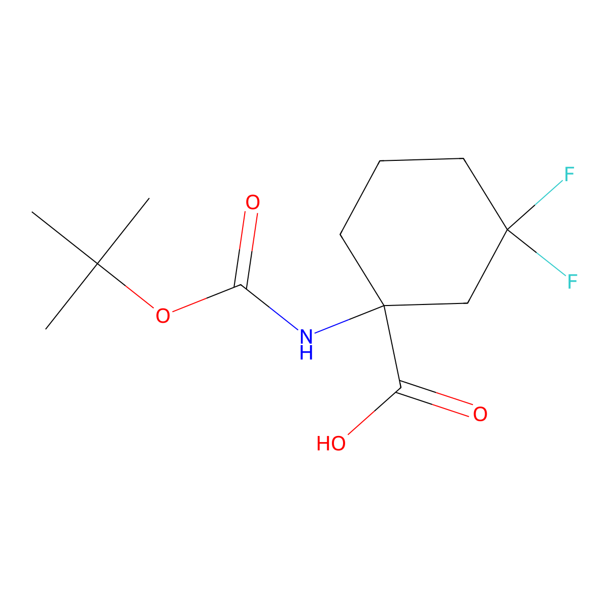1-(Tert-butoxycarbonylamino)-3,3-difluoro-cyclohexanecarboxylic acid molecular structure, CAS 2306261-00-5