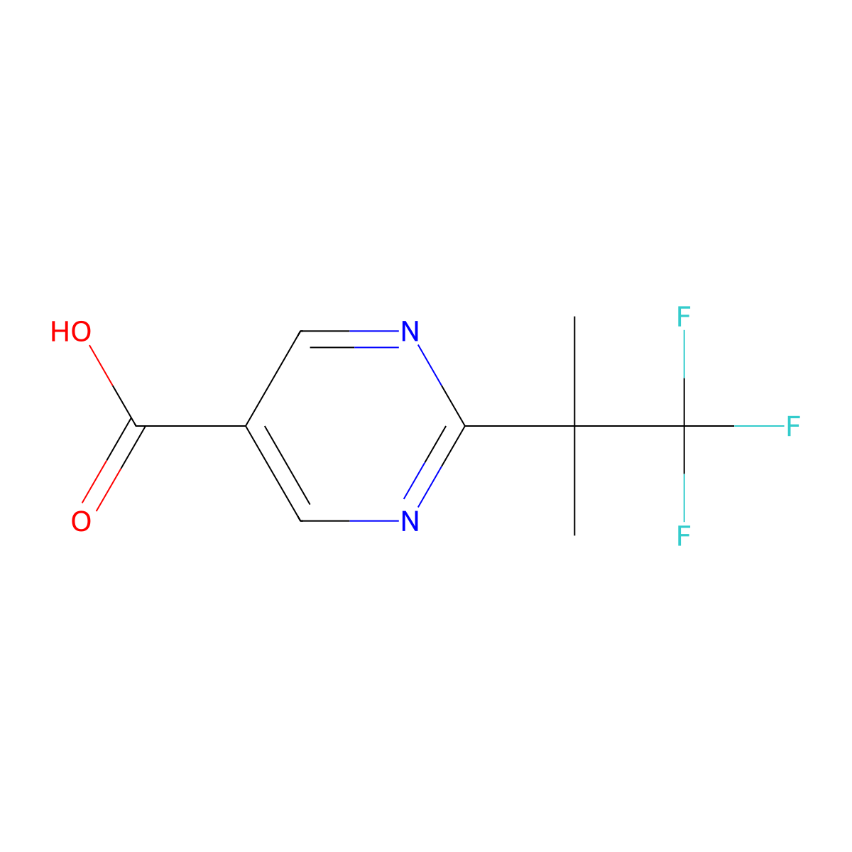 2-(1,1,1-Trifluoro-2-methylpropan-2-yl)pyrimidine-5-carboxylic acid molecular structure, CAS 2306261-36-7