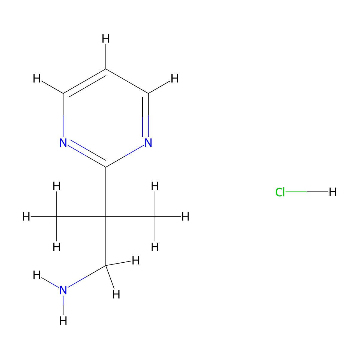 2-Methyl-2-(pyrimidin-2-yl)propan-1-amine hydrochloride molecular structure, CAS 2306261-70-9