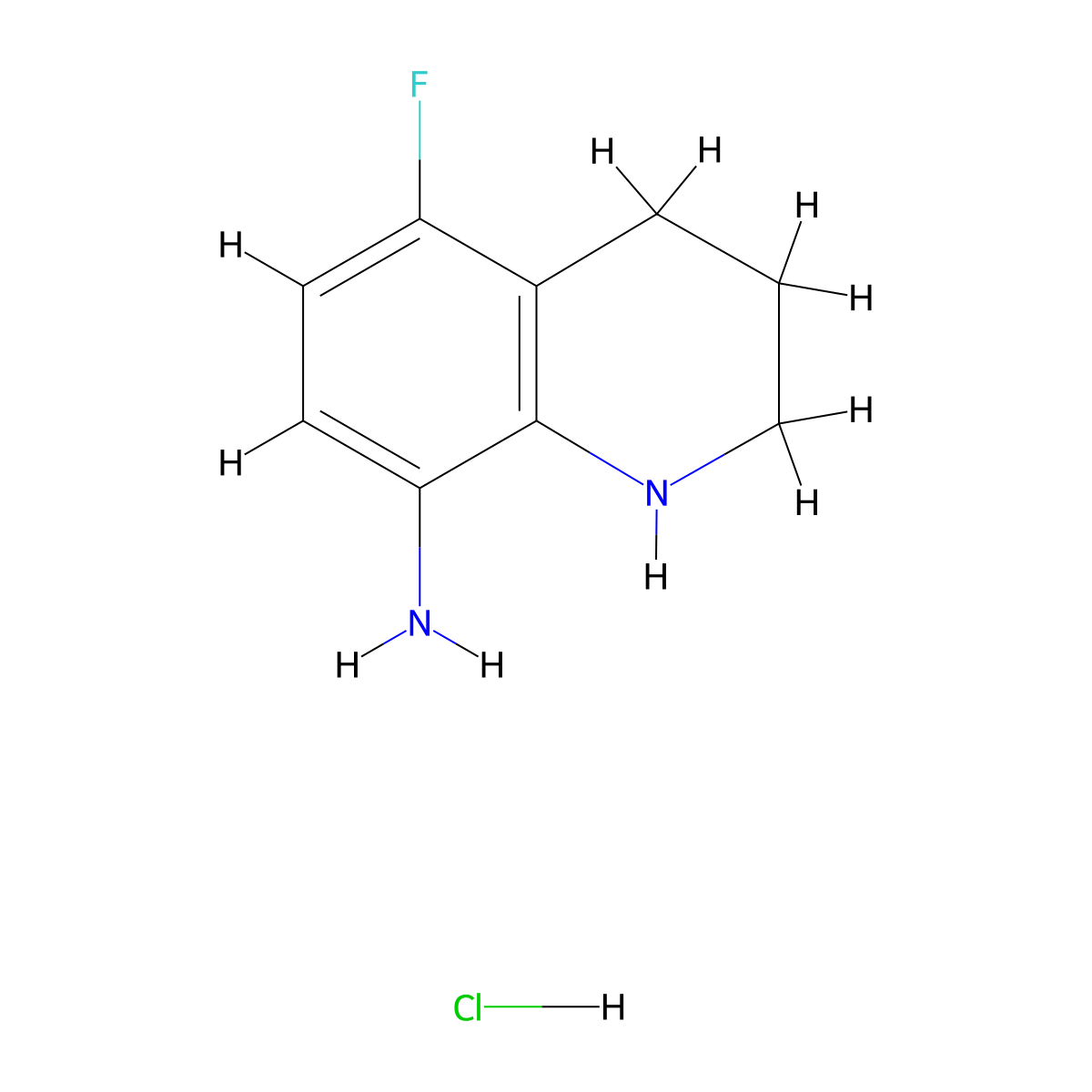 5-Fluoro-1,2,3,4-tetrahydroquinolin-8-amine hydrochloride molecular structure, CAS 2306261-89-0