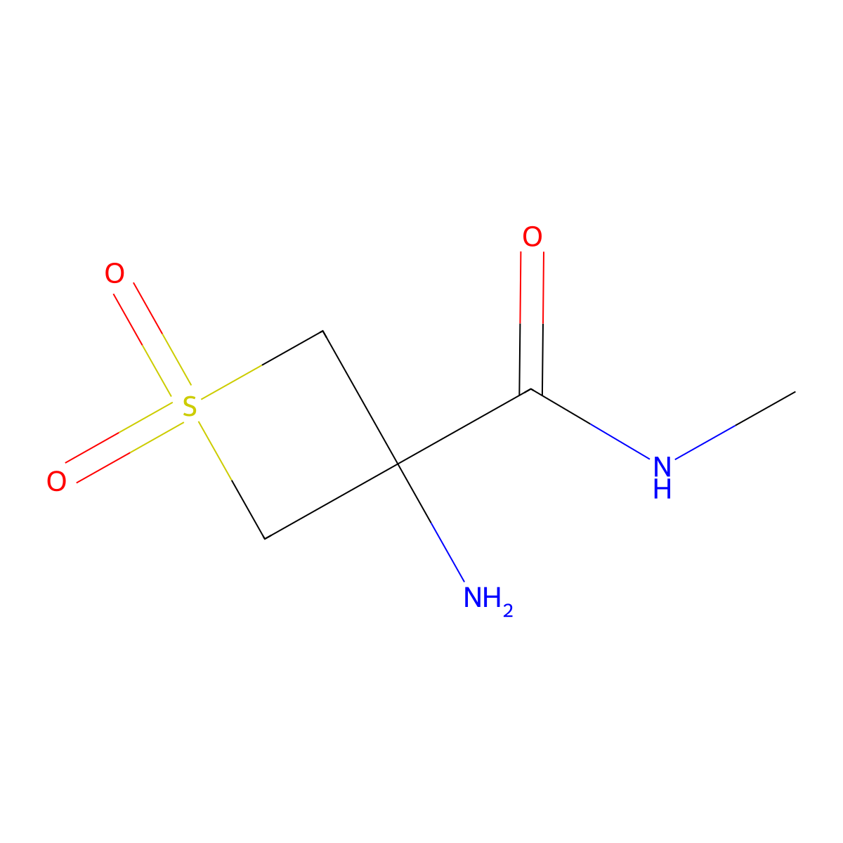 3-amino-N-methyl-1,1-dioxo-thietane-3-carboxamide molecular structure, CAS 2306262-13-3