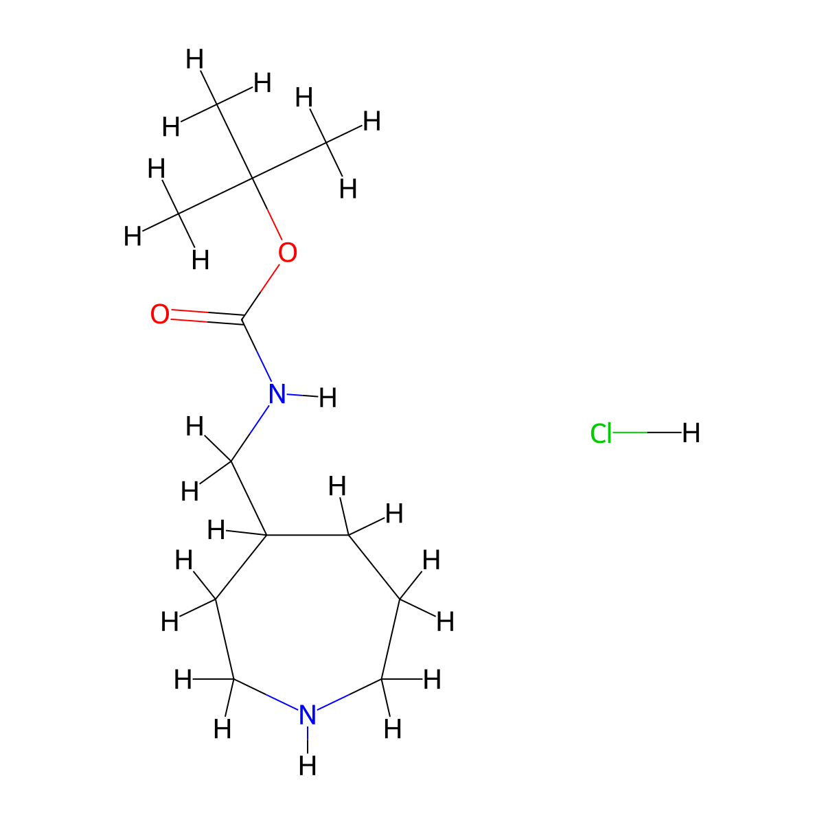 tert-butyl N-(azepan-4-ylmethyl)carbamate hydrochloride molecular structure, CAS 2306262-14-4