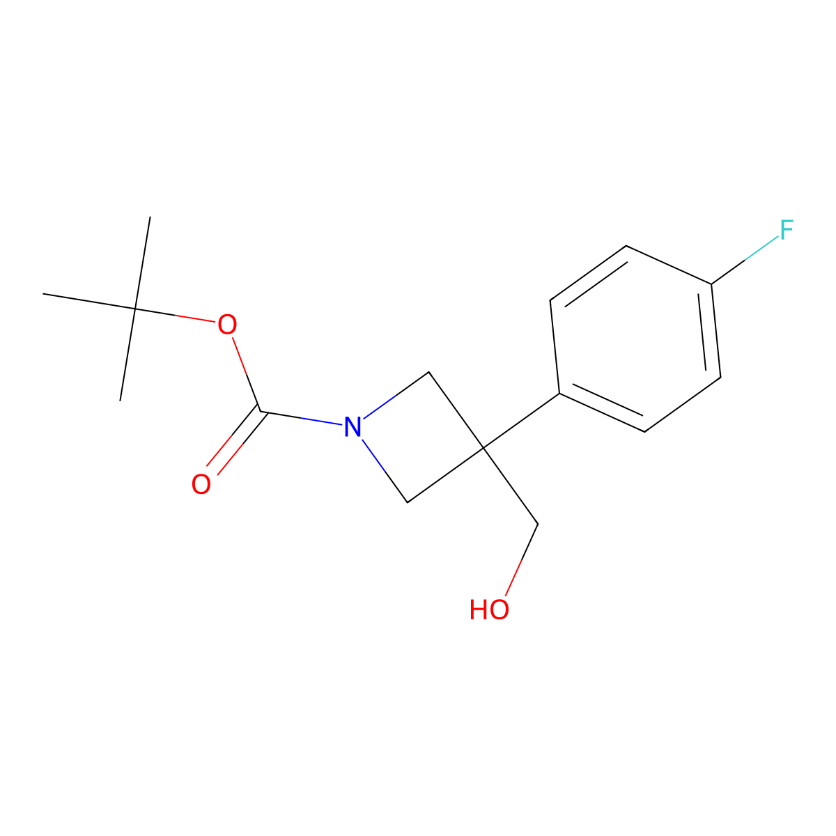 Tert-butyl 3-(4-fluorophenyl)-3-(hydroxymethyl)azetidine-1-carboxylate molecular structure, CAS 2306262-31-5