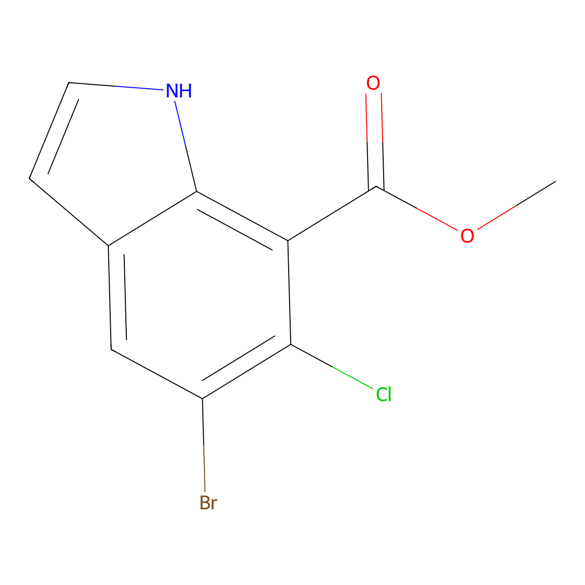 methyl 5-bromo-6-chloro-1H-indole-7-carboxylate molecular structure, CAS 2306262-36-0