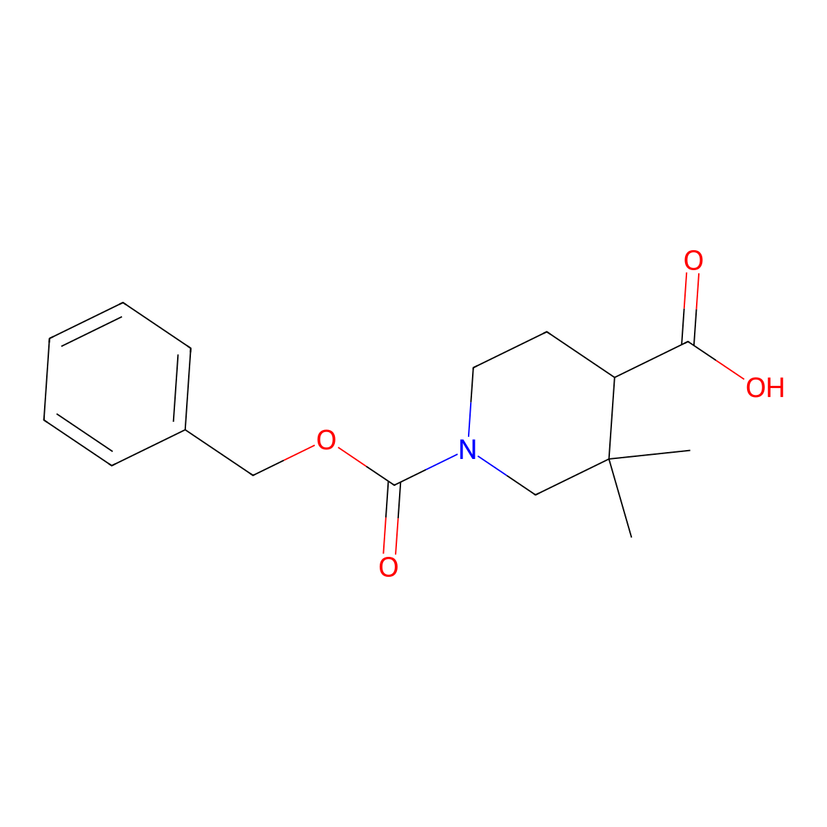 1-Benzyloxycarbonyl-3,3-dimethyl-piperidine-4-carboxylic acid molecular structure, CAS 2306262-53-1