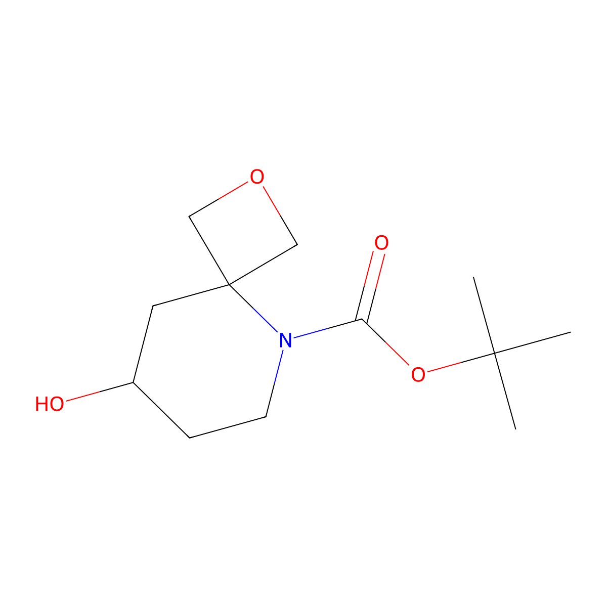 Tert-butyl 8-hydroxy-2-oxa-5-azaspiro[3.5]nonane-5-carboxylate molecular structure, CAS 2306263-13-6