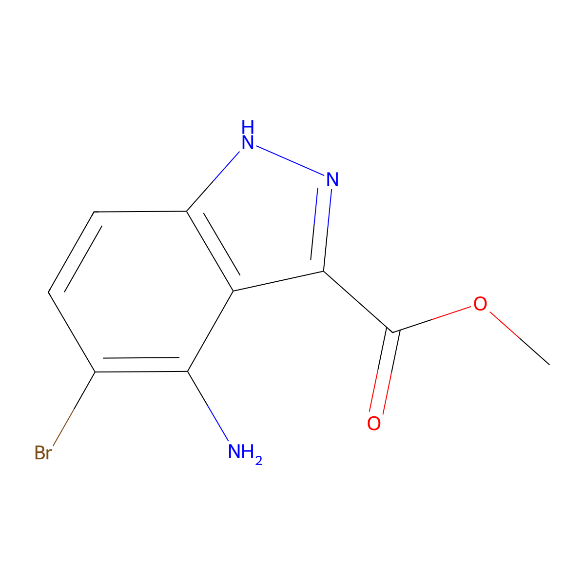 methyl 4-amino-5-bromo-1H-indazole-3-carboxylate molecular structure, CAS 2306263-25-0